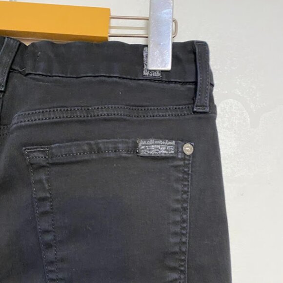 7 For All Mankind High Rise Black Women's Skinny Jeans Size 27 - Picture 4 of 15